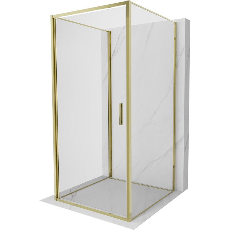 Mexen Exo-B 3S kabina prysznicowa 3-ścienna uchylna 90 x 90 cm, transparent, złota - 817-090-090-50-00-3S