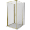Mexen Exo-3S trīs sienu dušas kabīne, verama, 90 x 90 cm, caurspīdīga, zelta - 817-090-090-50-00-3S