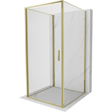 Mexen Exo-B 3S treväggig duschkabin med svängdörr 100 x 100 cm, transparent, guld - 817-100-100-50-00-3S
