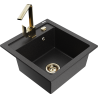 Mexen Vito granit gootsteen 1-komerig met Rita keukenkraan, zwart/zilver metallic - 6503-73-670300-50