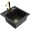 Mexen Vito Granitspüle 1-beckig mit Küchenarmatur Rita, schwarz/silber metallic - 6503-73-670300-50