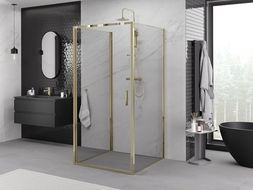 Mexen Exo-3S 3-sienu veramā dušas kabīne 100 x 100 cm, caurspīdīga, zelta - 817-100-100-50-00-3S