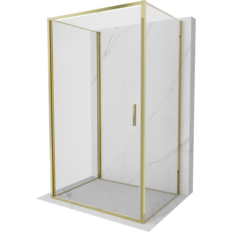 Mexen Exo-B 3S cabina de ducha de 3 paredes abatible 85 x 75 cm, transparente, dorada - 817-085-075-50-00-3S