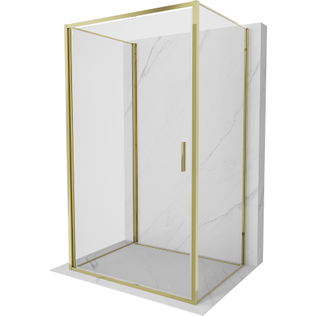 Mexen Exo-3S dušas kabīne ar 3 sienām, eņģu durvis 90 x 75 cm, caurspīdīga, zelta - 817-090-075-50-00-3S