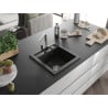 Mexen Vito 1-bowl granite sink with Rita kitchen tap, black/gold metallic - 6503-75-670300-00