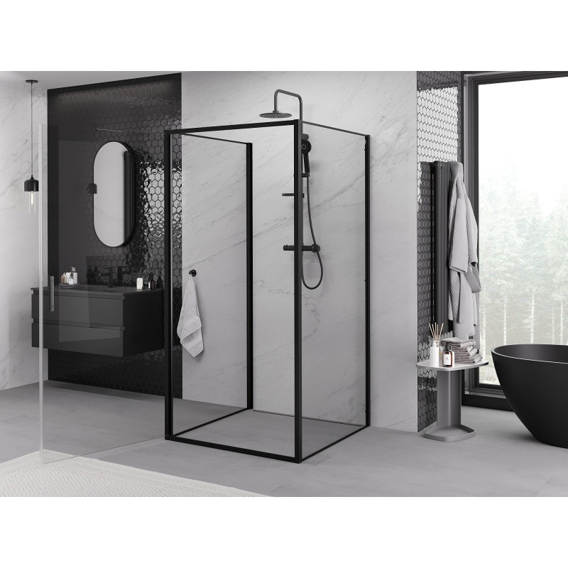Mexen Exo-B 3S kabina prysznicowa 3-ścienna uchylna 85 x 85 cm, transparent, czarna - 817-085-085-70-00-3S