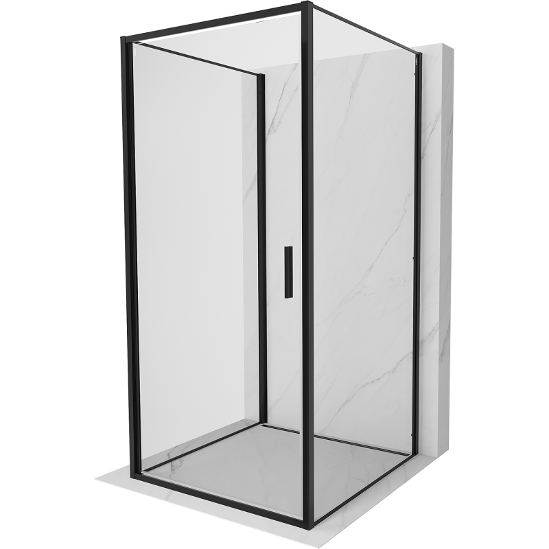 Mexen Exo-3S kabina prysznicowa 3-ścienna uchylna 85 x 85 cm, transparent, czarna - 817-085-085-70-00-3S