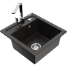 Mexen Vito fregadero de granito de 1 compartimento con grifo de cocina Rita, negro/oro metálico - 6503-75-670300-00