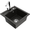 Mexen Vito fregadero de granito de 1 cubeta con grifo de cocina Rita, negro/dorado metálico - 6503-75-670300-00
