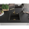 Mexen Vito 1-kommer granieten gootsteen met keukenmengkraan Rita, zwart/goud metallic - 6503-75-670300-50
