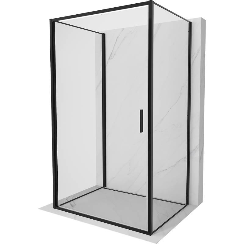 Mexen Exo-3S trīsdaļīga dušas kabīne 70 x 75 cm, caurspīdīga, melna - 817-070-075-70-00-3S