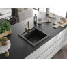 Mexen Vito Granitische keukengootsteen 1-kamer met keukenmengkraan Rita, zwart/goud metallic - 6503-75-670300-50-B