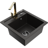 Mexen Vito fregadero de granito de 1 cubeta con grifo de cocina Rita, negro/dorado metálico - 6503-75-670300-50-B