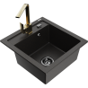 Mexen Vito Granitspüle 1-Becken mit Küchenarmatur Rita, schwarz/gold metallic - 6503-75-670300-50-B