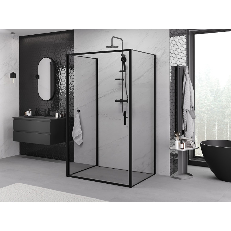 Mexen Exo-B 3S cabine de douche à 3 parois pivotante 75 x 120 cm, transparente, noire - 817-075-120-70-00-3S