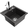 Mexen Vito fregadero de granito de 1 cubeta con grifo de cocina Rita, negro moteado - 6503-76-670300-00