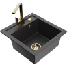 Mexen Vito fregadero de granito de 1 cubeta con grifo de cocina Rita, negro moteado - 6503-76-670300-50
