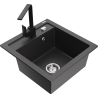 Mexen Vito 1-bowl granite sink with kitchen faucet Rita, black speckled - 6503-76-670300-70