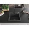 Mexen Vito granite kitchen sink with 1 bowl and Rita kitchen faucet, black speckled - 6503-76-670300-70-B