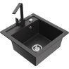 Mexen Vito granite sink with 1 bowl, with Rita kitchen tap, speckled black - 6503-76-670300-76