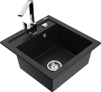 Mexen Vito lavello in granito a 1 vasca con miscelatore da cucina Rita, nero - 6503-77-670300-00