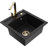 Mexen Vito fregadero de granito de 1 cubeta con grifo de cocina Rita, negro - 6503-77-670300-50