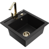 Mexen Vito granite kitchen sink 1-bowl with Rita kitchen tap, black - 6503-77-670300-50