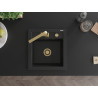 Mexen Vito fregadero de granito de 1 cuenco con grifo de cocina Rita, negro - 6503-77-670300-50
