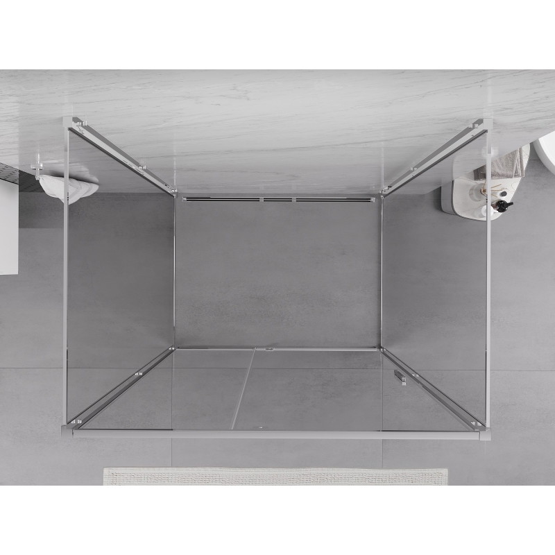 Mexen Exo-R 3S cabina de ducha de 3 paredes abatible 90 x 110 cm, transparente, cromo - 819-090-110-01-00-3S