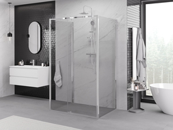 Mexen Exo-3S trīs sienu nolaižama dušas kabīne 135 x 110 cm, caurspīdīga, hroma - 819-135-110-01-00-3S