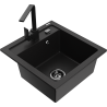 Mexen Vito fregadero de granito de 1 cubeta con grifo de cocina Rita, negro - 6503-77-670300-70-B