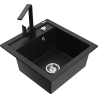 Mexen Vito fregadero de granito de 1 seno con grifo de cocina Rita, negro - 6503-77-670300-70