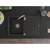 Mexen Bruno Granitspüle 1-beckig mit Abtropffläche 795 x 495 mm, schwarz/gold metallic, Siphon Chrom- 6513791010-75