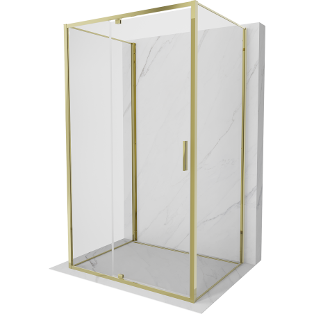 Mexen Exo-3S trīssienu dušas kabīne 125 x 75 cm, caurspīdīga, zelta - 819-125-075-50-00-3S