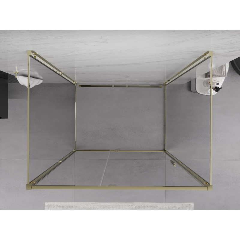 Mexen Exo-R 3S kabina prysznicowa 3-ścienna uchylna 125 x 75 cm, transparent, złota - 819-125-075-50-00-3S