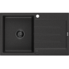 Mexen Bruno granitno pomivalno korito z 1 prekatom in odcejalnikom 795 x 495 mm, črna/srebrna kovinska, črn sifon