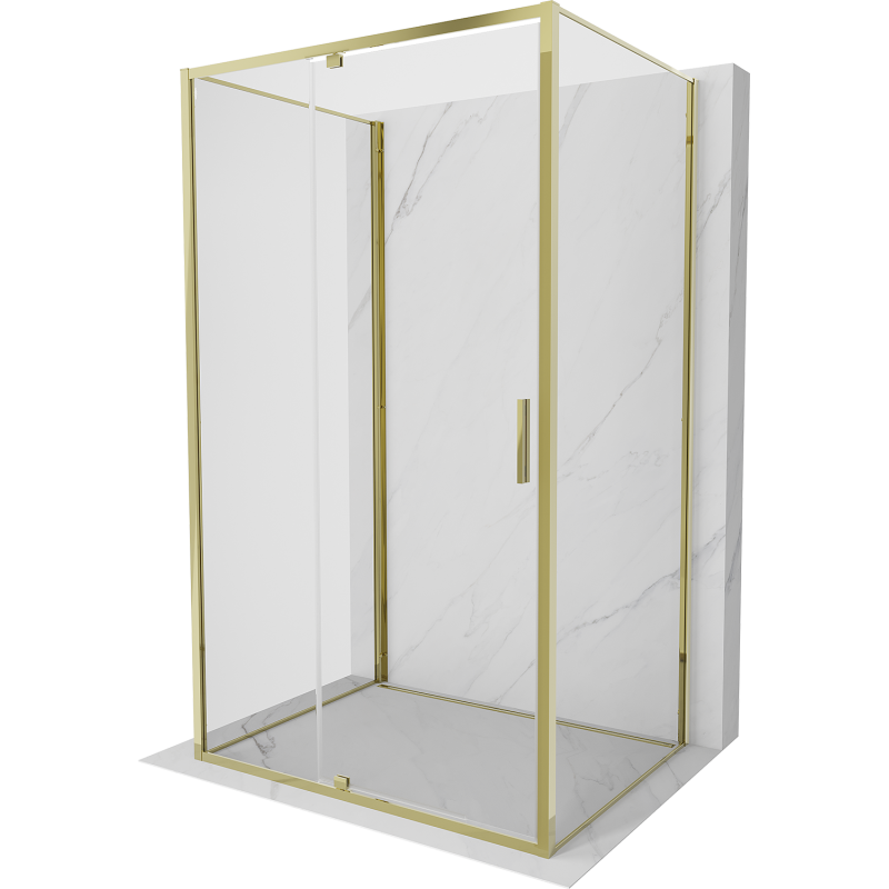Mexen Exo-3S kabina prysznicowa 3-ścienna uchylna 145 x 80 cm, transparent, złota - 819-145-080-50-00-3S