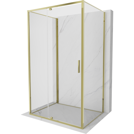 Mexen Exo-R 3S cabina de ducha de 3 paredes abatible 90 x 85 cm, transparente, dorada - 819-090-085-50-00-3S