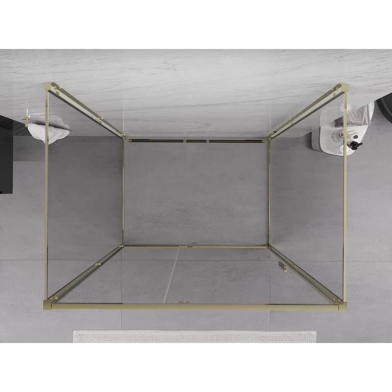 Mexen Exo-R 3S cabine de douche 3-parois pivotante 140 x 85 cm, transparente, dorée - 819-140-085-50-00-3S