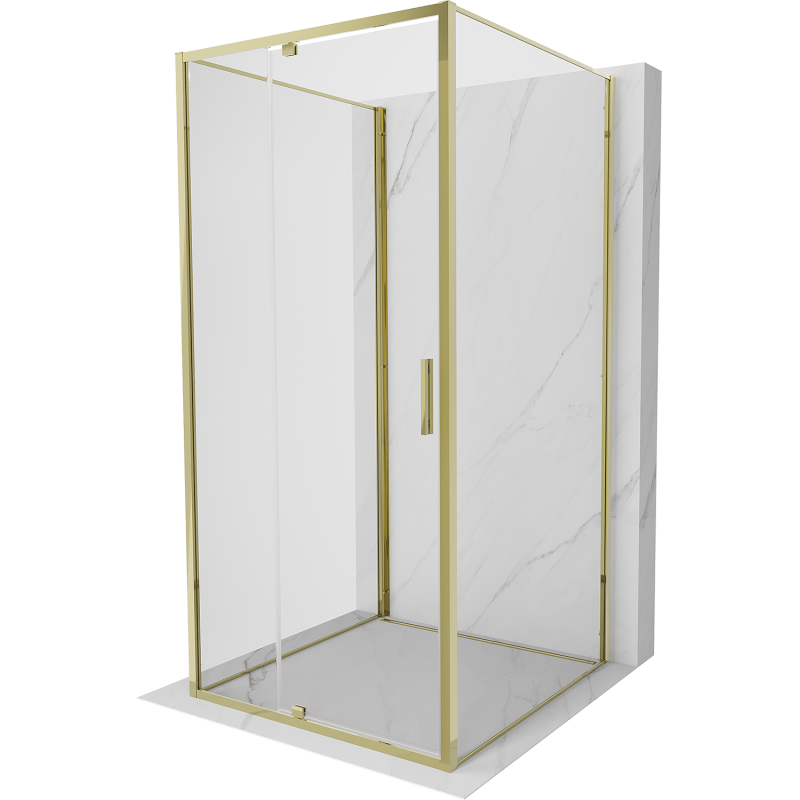Mexen Exo-3S kabina prysznicowa 3-ścienna uchylna 95 x 95 cm, transparent, złota - 819-095-095-50-00-3S