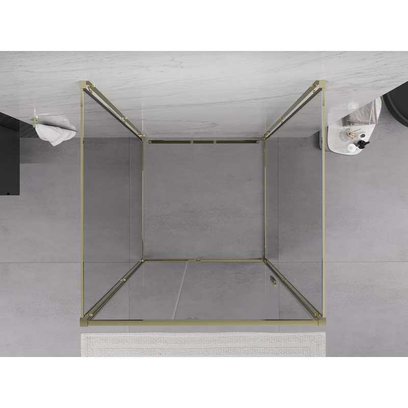 Mexen Exo-R 3S kabina prysznicowa 3-ścienna uchylna 95 x 95 cm, transparent, złota - 819-095-095-50-00-3S
