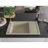Mexen Elias Granitspüle mit Abtropffläche, 1 Becken, 795 x 480 mm, beige, goldener Siphon - 6511791005-69-G