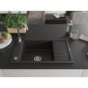 Mexen Elias Granitspüle 1-becken mit Abtropffläche 795 x 480 mm, schwarz/gold metallic, chrom Siphon - 6511791005-75