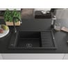 Mexen Elias zlewozmywak granitowy 1-komorowy z ociekaczem 795 x 480 mm, czarny, syfon czarny - 6511791005-77-B