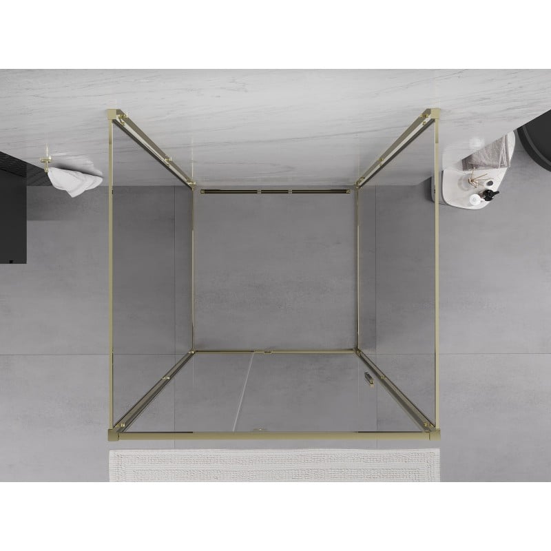 Mexen Exo-3S kabina prysznicowa 3-ścienna uchylna 100 x 100 cm, transparent, złota - 819-100-100-50-00-3S