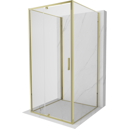 Mexen Exo-R 3S kabina prysznicowa 3-ścienna uchylna 110 x 110 cm, transparent, złota - 819-110-110-50-00-3S