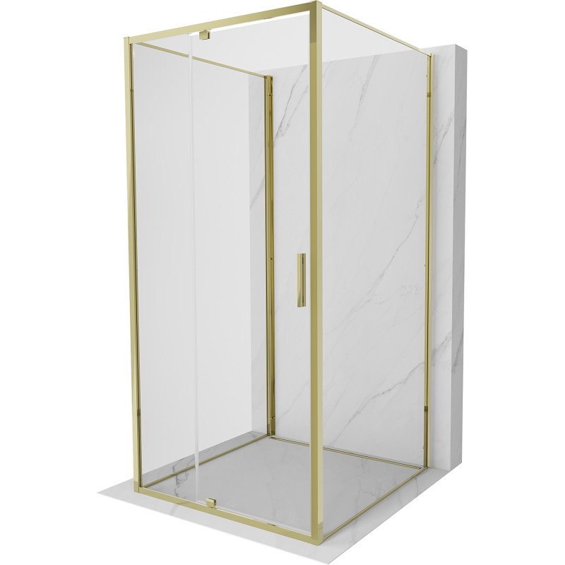 Mexen Exo-R 3S kabina prysznicowa 3-ścienna uchylna 120 x 120 cm, transparent, złota - 819-120-120-50-00-3S
