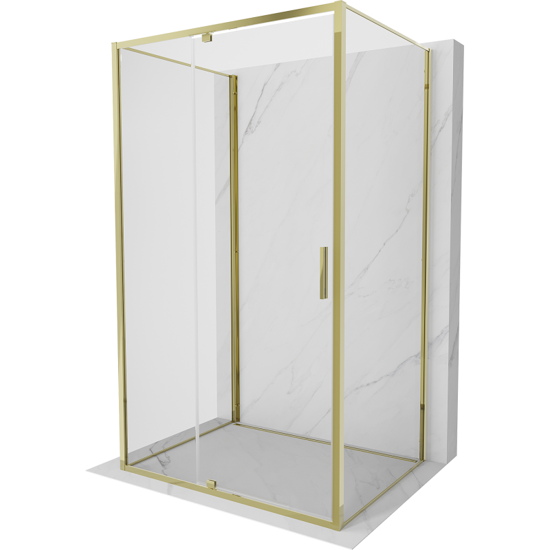 Mexen Exo-3S kabina prysznicowa 3-ścienna uchylna 155 x 120 cm, transparent, złota - 819-155-120-50-00-3S