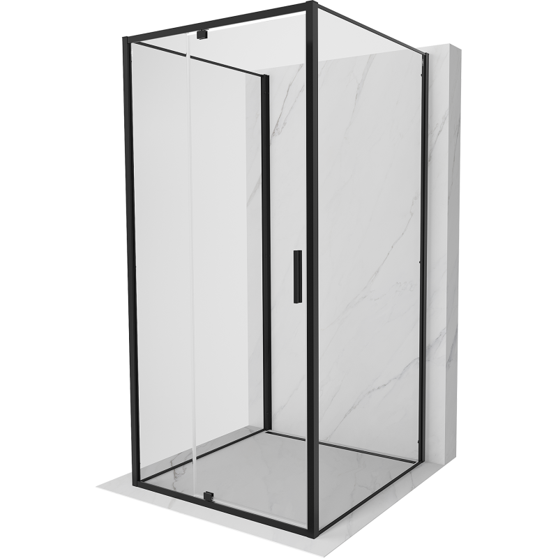 Mexen Exo-3S 3-sienu eņģu dušas kabīne 95 x 95 cm, caurspīdīga, melna - 819-095-095-70-00-3S