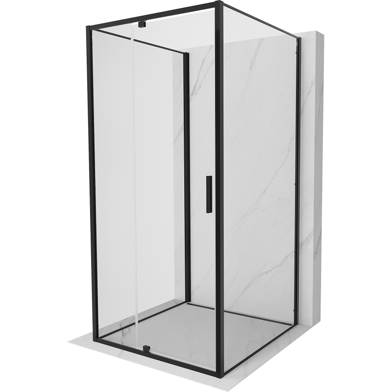 Mexen Exo-3S kabina prysznicowa 3-ścienna uchylna 95 x 95 cm, transparent, czarna - 819-095-095-70-00-3S